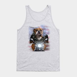 Usa America Patriot Bulldog Ride Motorcycle Dog Tank Top